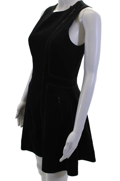 Rag & Bone Womens Embellished V-Neck Full Zip Fit & Flare Dress Black Size 2