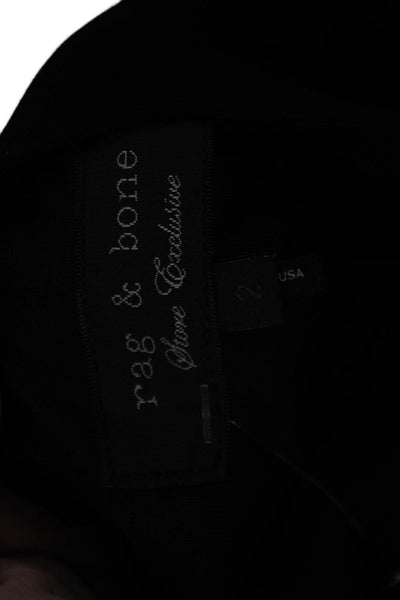 Rag & Bone Womens Embellished V-Neck Full Zip Fit & Flare Dress Black Size 2