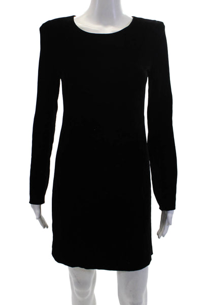 Theory Womens Velvet Scoop Neck Zip Back Long Sleeve Lined Dress Black Size 2