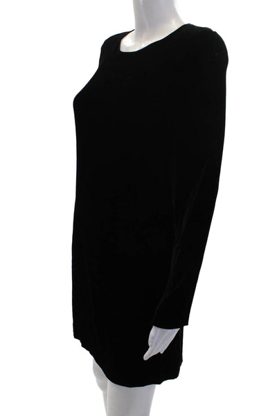 Theory Womens Velvet Scoop Neck Zip Back Long Sleeve Lined Dress Black Size 2
