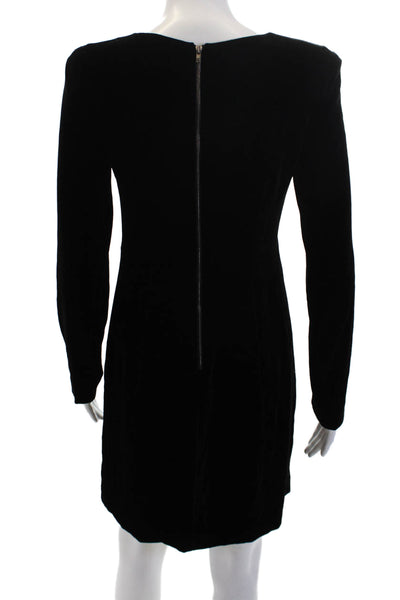 Theory Womens Velvet Scoop Neck Zip Back Long Sleeve Lined Dress Black Size 2