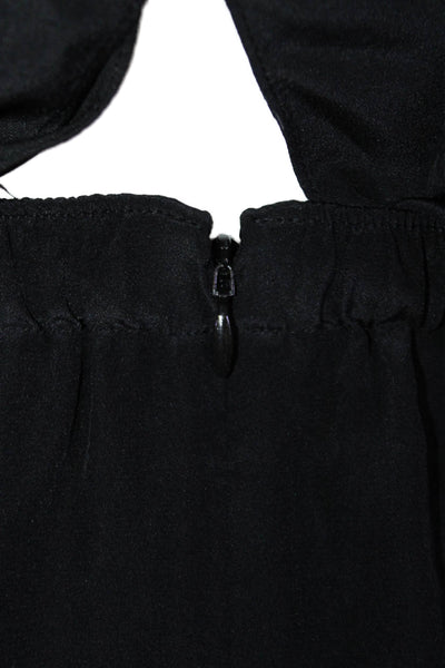 Club Monaco Womens Silk Crew Neck Layered Short Sleeve Dress Black Size 00