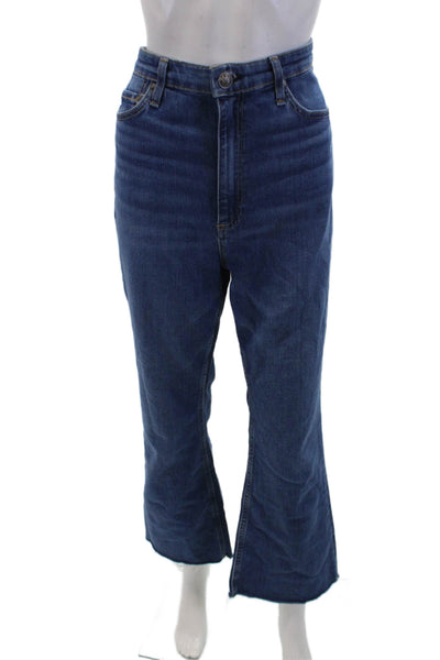 Rag & Bone Womens Cotton Medium Wash Fringed Hem Straight Jeans Blue Size EUR 31