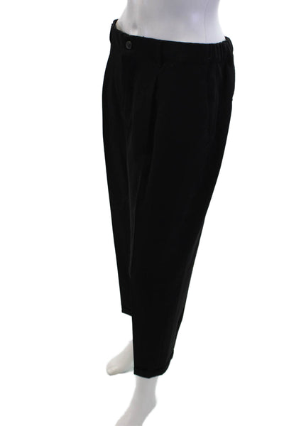 Zara Womens Pleated Tapered Cuff Hem Buttoned Dress Pans Black Size M