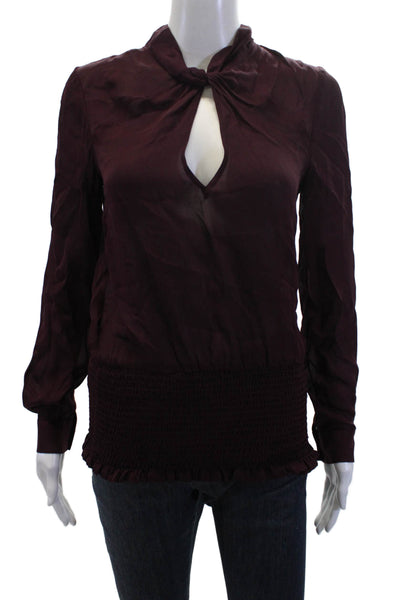 Parker Womens Silk Sheer Blouse Red Size XS