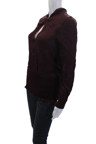 Parker Womens Silk Sheer Blouse Red Size XS