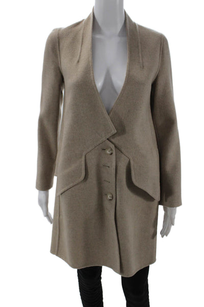 Thakoon Womens Wool Buttoned Long Sleeve Lined Jacket Brown Size 2