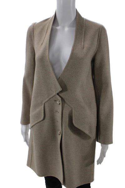 Thakoon Womens Wool Buttoned Long Sleeve Lined Jacket Brown Size 2