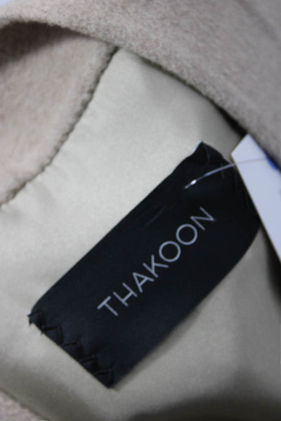 Thakoon Womens Wool Buttoned Long Sleeve Lined Jacket Brown Size 2