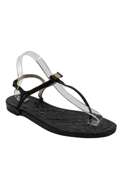 Cole Haan Womens Patent Leather Ankle T Strap Sandals Black Size 9.5