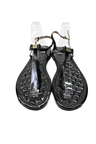 Cole Haan Womens Patent Leather Ankle T Strap Sandals Black Size 9.5