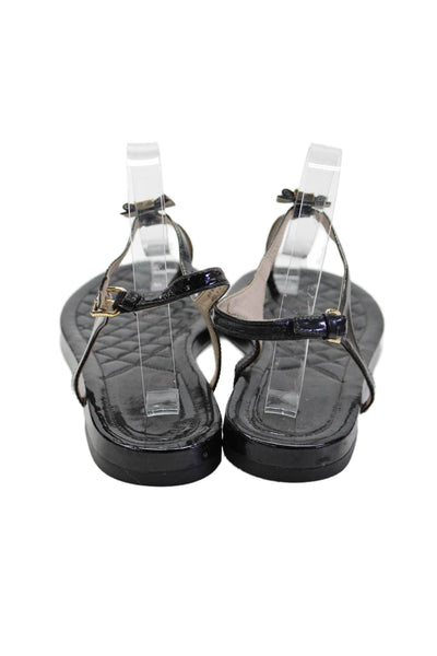 Cole Haan Womens Patent Leather Ankle T Strap Sandals Black Size 9.5