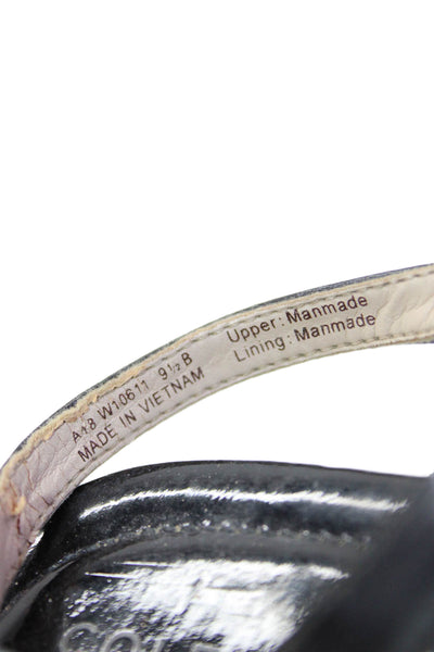 Cole Haan Womens Patent Leather Ankle T Strap Sandals Black Size 9.5