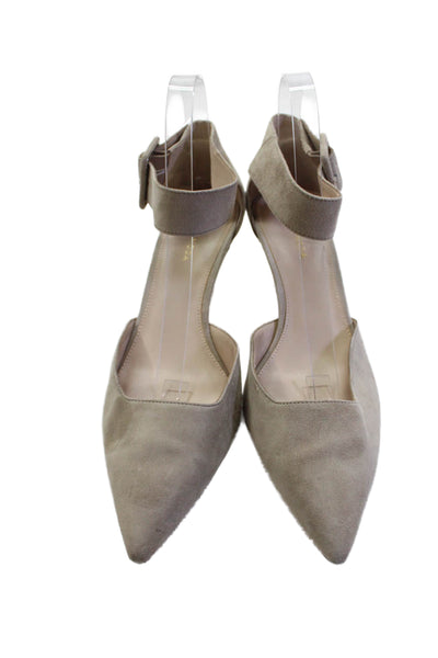 Pelle Moda Womens Cone Heel Pointed Toe Dorsay Ankle Strap Pumps Brown Size 10M