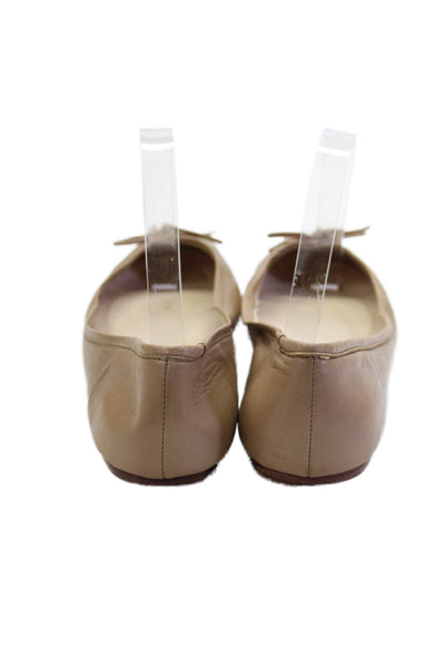 Delman Womens Slip On Metallic Cap Toe Bow Ballet Flats Brown Leather Size 10M