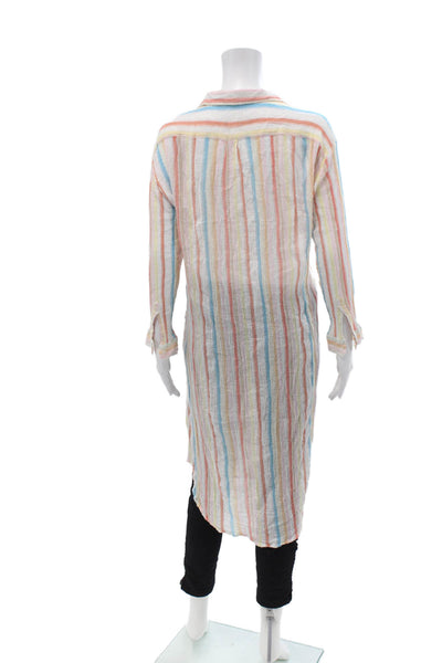 Mes Demoiselles Womens Cotton Striped Collar Long Sleeve Shirt Multicolor Size 1