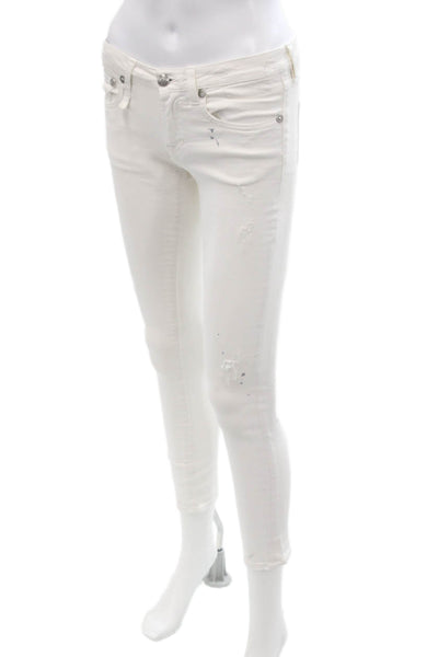 Barneys New York Women Skinny Ankle Jeans White High Rise Size 24