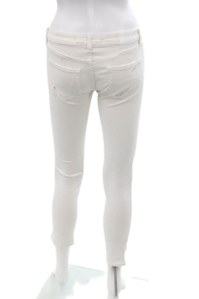 Barneys New York Women Skinny Ankle Jeans White High Rise Size 24