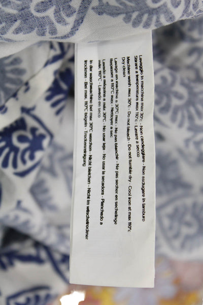 Subdued Womens Printed Smocked Strapless Layered Dress Blue White Size 6