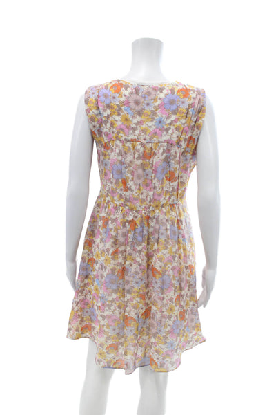 MNG Womens V-neck Floral Sleeveless Lined Shift Dress Multicolor Size 4