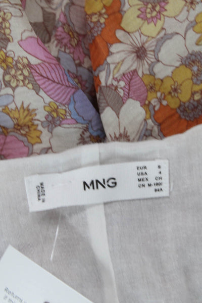 MNG Womens V-neck Floral Sleeveless Lined Shift Dress Multicolor Size 4