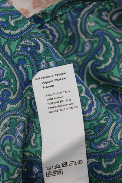 Subdued Womens Paisley Print V-neck Sleeveless Mini Dress Green Size 6