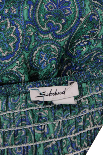 Subdued Womens Paisley Print V-neck Sleeveless Mini Dress Green Size 6
