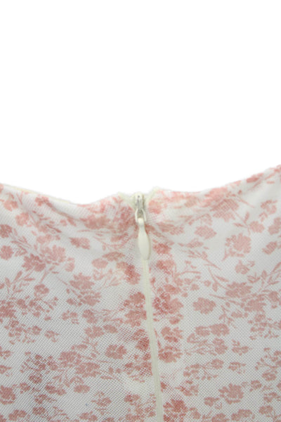 LA Hearts Womens Ruched Floral Mesh Off Shoulder Bodycon Dress Pink Size Medium