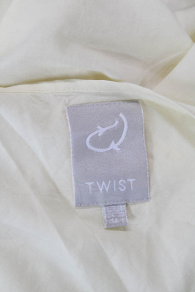 Designer Womens Embroidered Detail V-Neck Long Sleeve A-Line Dress Beige Size 1