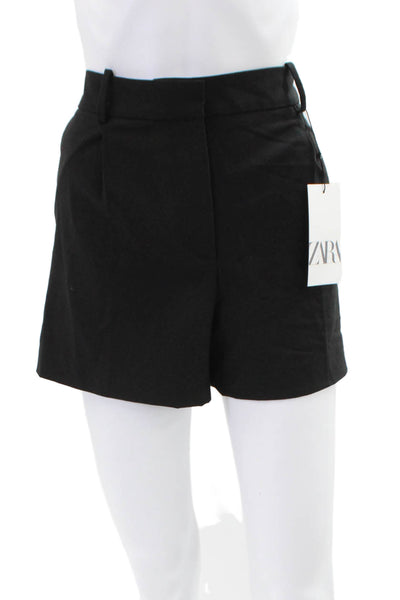 Zara Women's Pleated Front Pockets Dress Shorts Black Size L