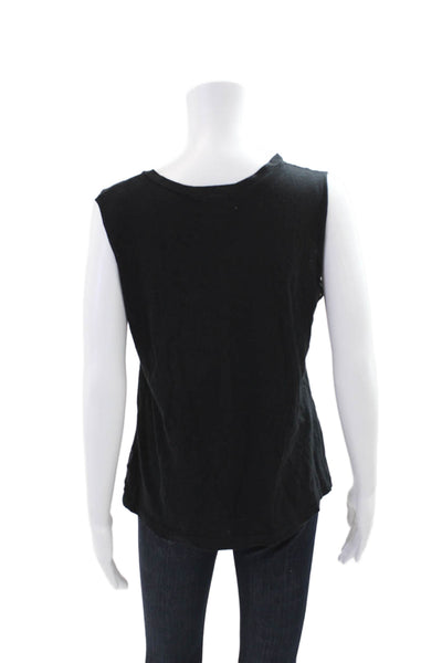 LNA Women's Sleeveless V-Neck Cut-Out Tank Top Black Size S