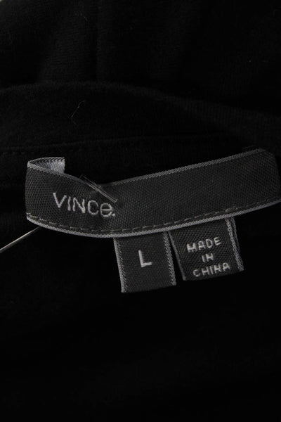 Vince Womens Cotton Short Sleeve Round Neck Top Black Size L