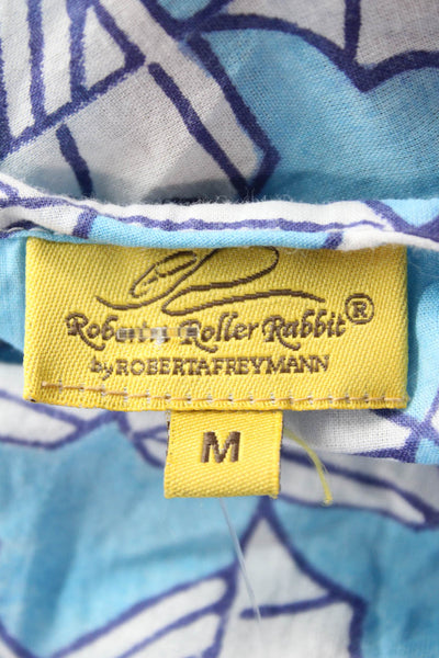 Roberta Roller Rabbit Womens Cotton Long Sleeve V-neck Top Blue Size M