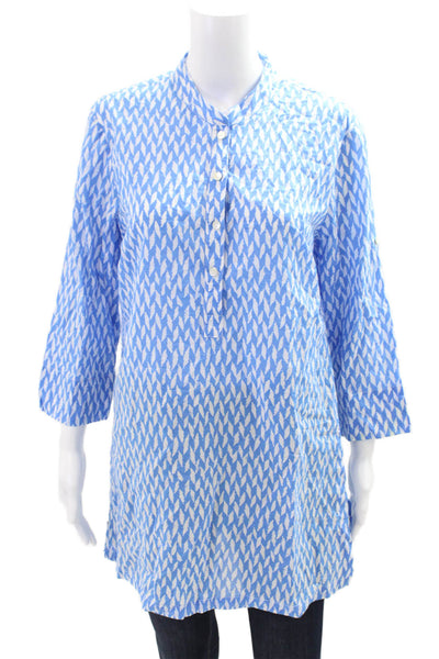 J. Mclaughlin Womens Cotton Long Sleeve V-neck Top Blue Size M