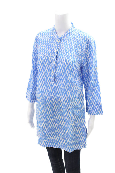 J. Mclaughlin Womens Cotton Long Sleeve V-neck Top Blue Size M