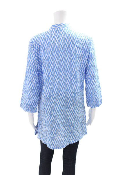 J. Mclaughlin Womens Cotton Long Sleeve V-neck Top Blue Size M