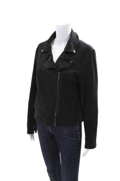Lysse Womens Textured Long Sleeve Zip Lined Fit Blouse Black Size M
