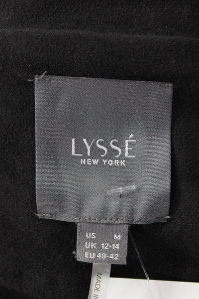 Lysse Womens Textured Long Sleeve Zip Lined Fit Blouse Black Size M
