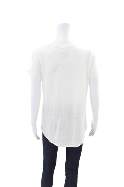 J. Mclaughlin Womens Cotton V-neck Short Sleeve T-shirt White Size M