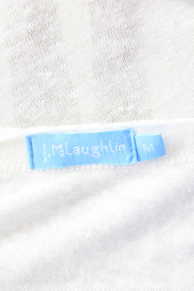 J. Mclaughlin Womens Cotton V-neck Short Sleeve T-shirt White Size M