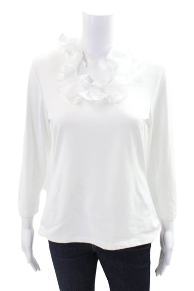 J. Mclaughlin Womens Long Sleeve High Neck Top White Size M
