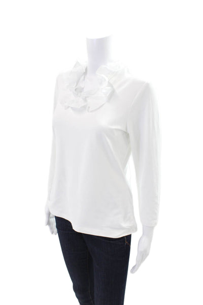J. Mclaughlin Womens Long Sleeve High Neck Top White Size M