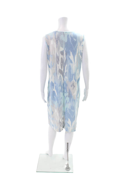 Kinross Womens V-neck Sleeveless Printed Knit Slip Dress White Size M