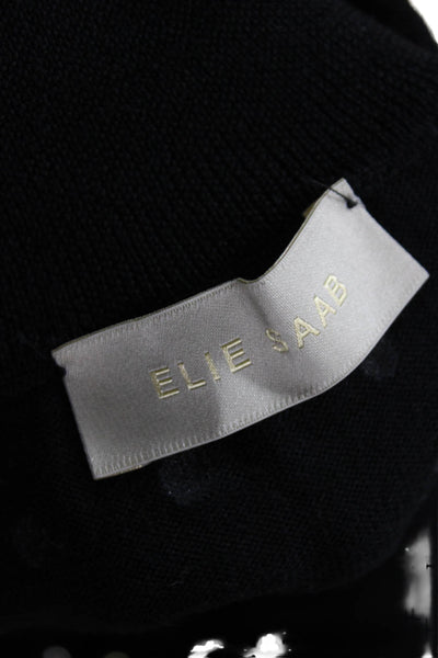 Elie Saab Womens Long Sleeve Studded Merino Wool Sweater Black Size FR 36