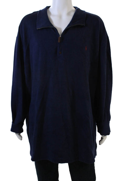 Polo Ralph Lauren Mens Long Sleeve Quarter Zip Mock Neck Sweater Navy Size 3XB