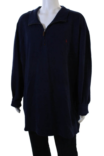 Polo Ralph Lauren Mens Long Sleeve Quarter Zip Mock Neck Sweater Navy Size 3XB