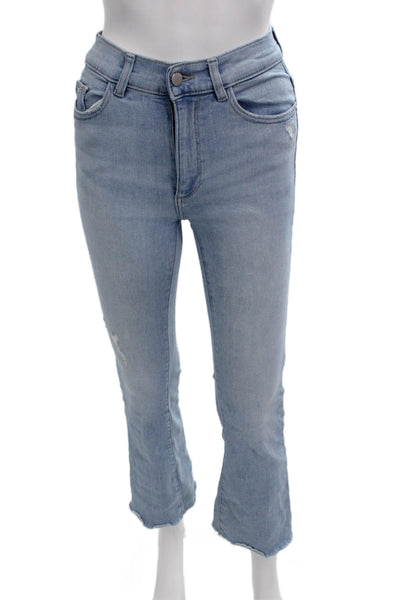 DL1961 Women Cropped Flared Mid Rise Light Blue Jeans Size 24