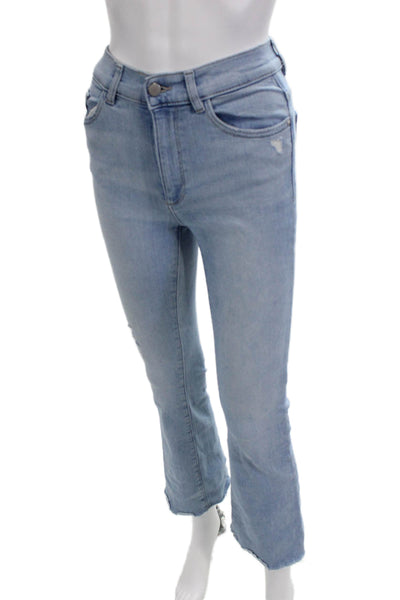 DL1961 Women Cropped Flared Mid Rise Light Blue Jeans Size 24