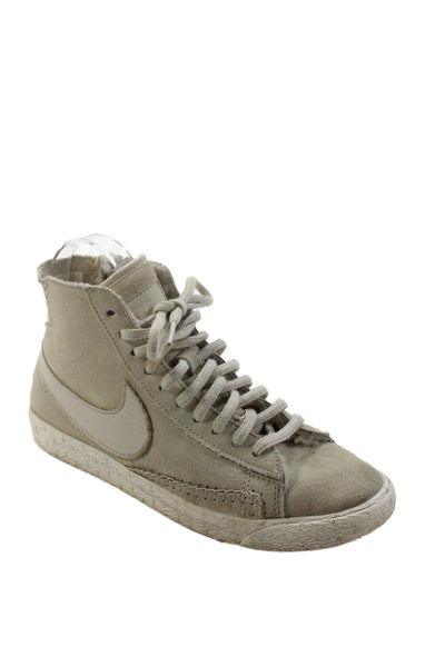 Nike Womens Suede Stitching Detail High Top Lace Up Sneakers Beige Size 7