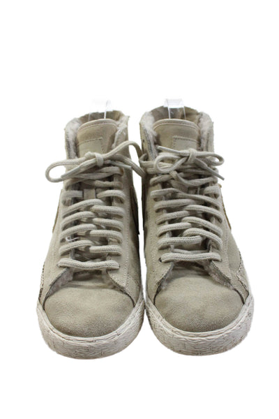Nike Womens Suede Stitching Detail High Top Lace Up Sneakers Beige Size 7